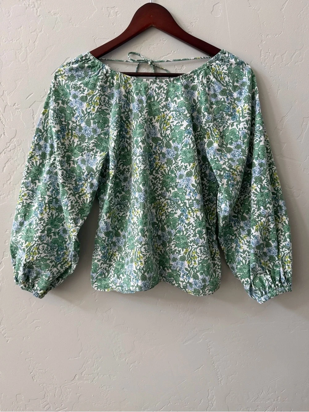 J.Crew Womens Tie-Back Floral Puff Sleeve Top Size 6 Preppy Cottagecore